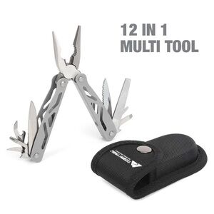Rev Multi-Tool Stainless Steel 12-in-1 Multitool , Camp Tool Sheath & Ozark Case